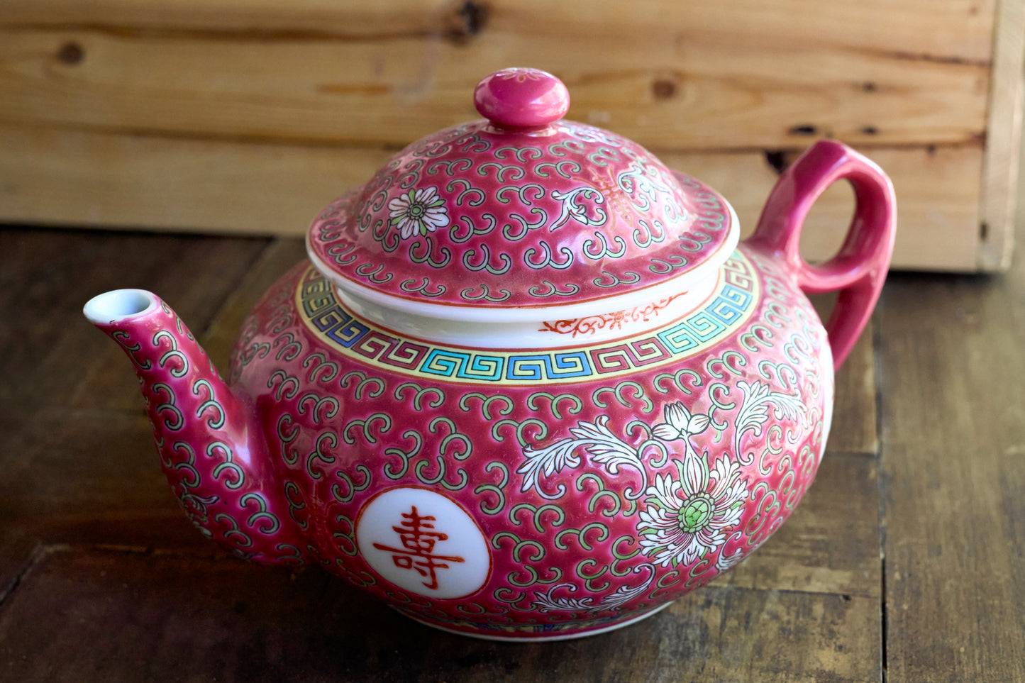 Mun Shou Longevity Pink Teapot