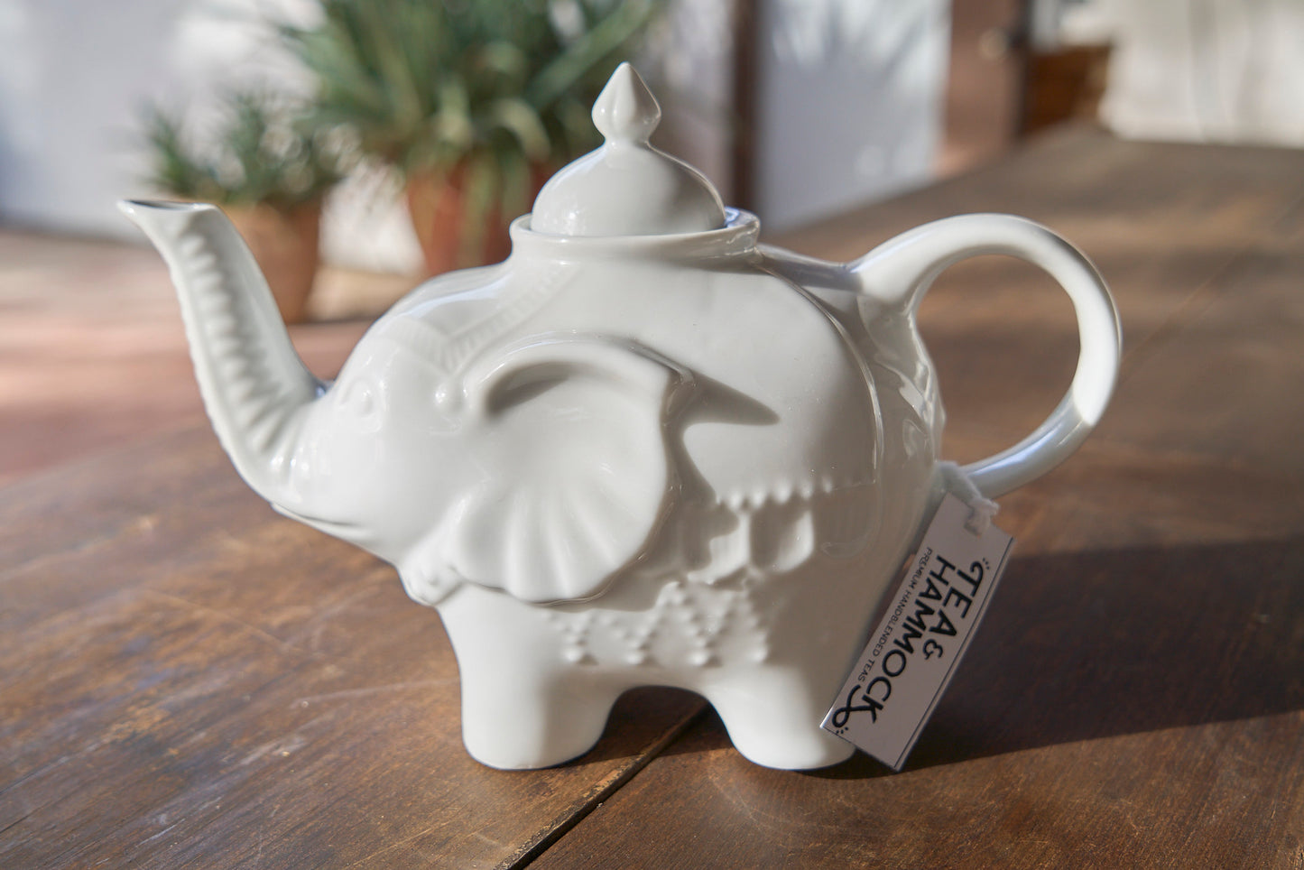 White ceramic teapot