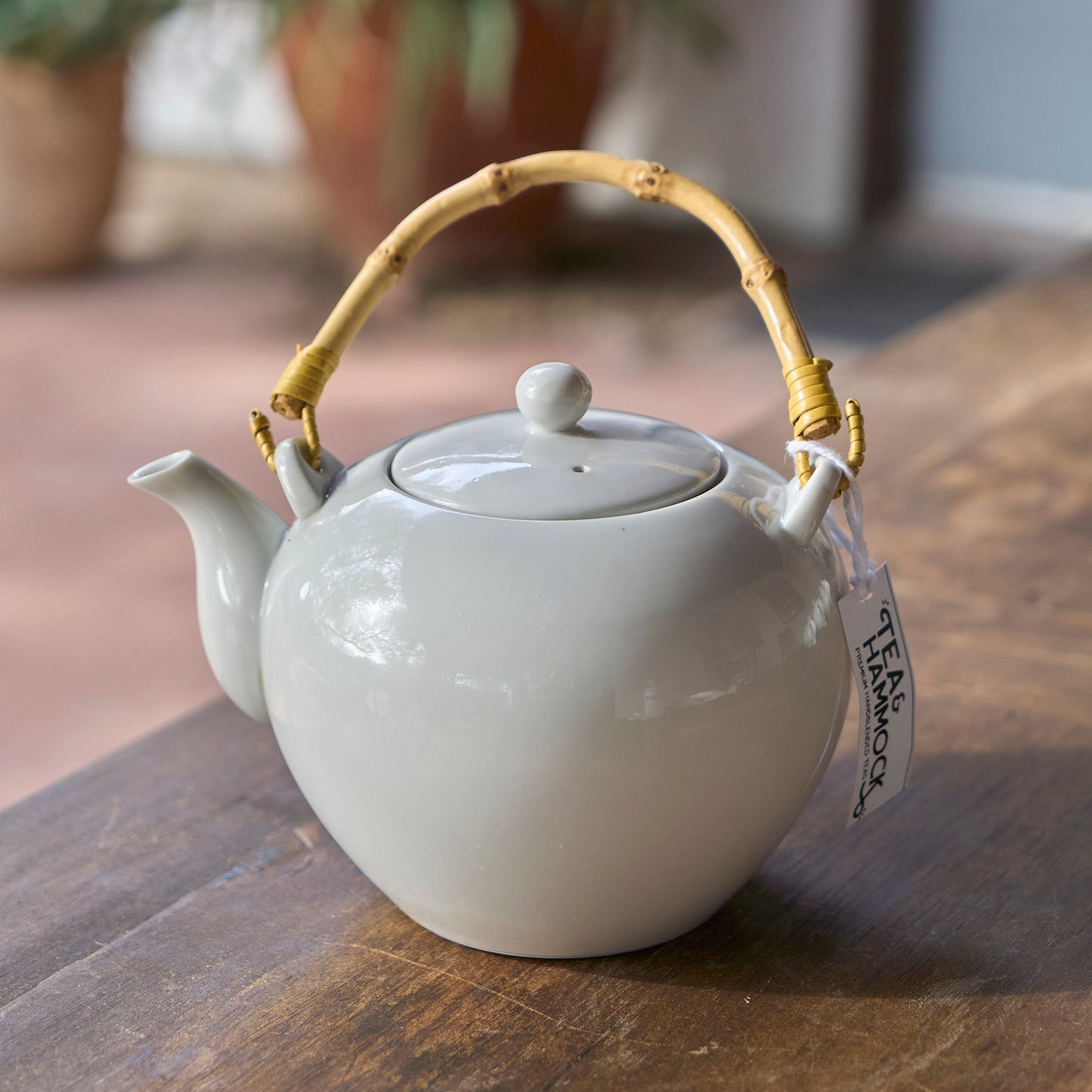 White ceramic teapot